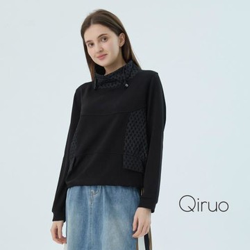 【Qiruo 奇若】秋冬專櫃長袖黑色上衣 7163A 休閒上衣