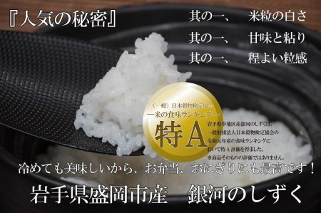 無洗米 銀河のしずく 20kg お米マイスター推奨 岩手 盛岡市産 米 国産 お米 精米 白米 こめ コメ おこめ ごはん 常温 岩手県