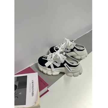 潮牌包頭老爹鞋女2025春夏新款厚底增高外穿半拖鞋休閑小個子涼拖