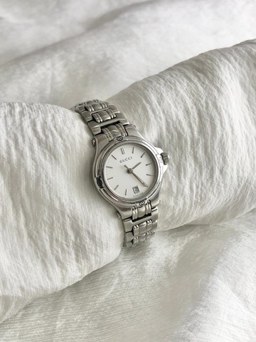 【日本直送 名牌中古包】GUCCI 古馳 手錶 銀色 GG 不鏽鋼 9040L vintage 古著 復古 8xaiw7