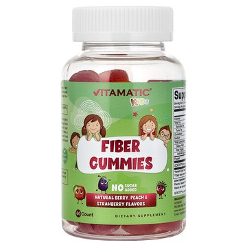 Vitamatic, 兒童，纖維軟糖，天然漿果、桃子和草莓味，60 粒軟糖