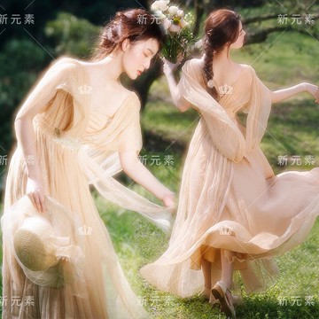 影樓人寫真服裝女法式少女超仙溫柔外景森系連衣裙攝影藝術拍照