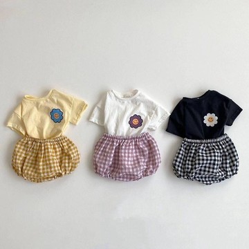 Mimo⭐ins韓版夏裝男女童短袖套裝純棉薄款嬰兒衣服兒童夏季兩件套