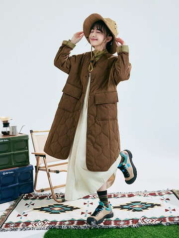 日系寬鬆雙色鋪棉絎縫外套