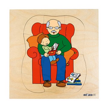 educo 四層拼圖之成長系列 爺爺  木頭拼圖  3歲以上  1盒  12片