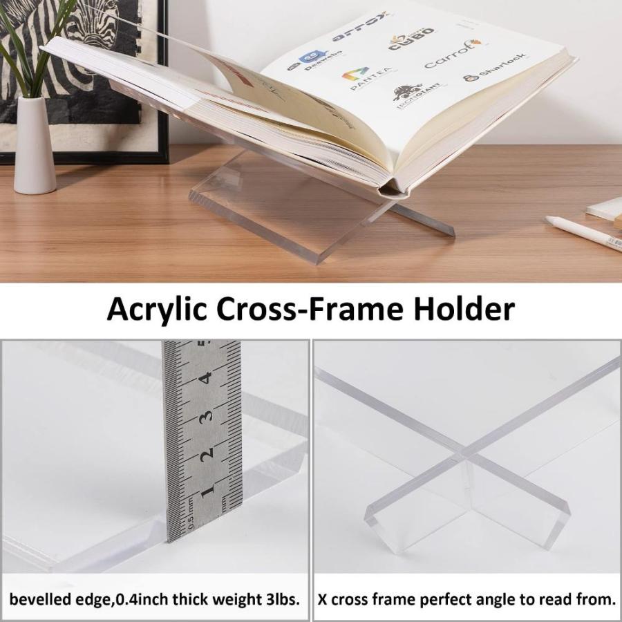 TIANSE Acrylic Book Stand Large Angled Clear Acrylic Book Holder Cookbook S