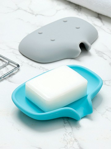 導流式香皂盒瀝水硅膠肥皂盒家用浴室洗漱臺可愛防滑排水皂托