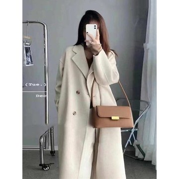 燕麥色加厚呢子大衣女2025秋冬新款韓版高級感雙面絨小個子呢外套