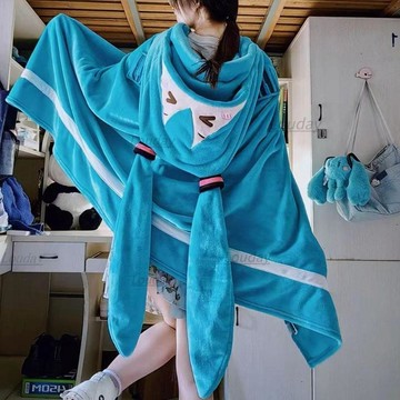 💥精選新品💥可穿式斗篷毯 午休空調毯 帶帽子毛毯 披肩懒人毯 办公室冷氣毯 初音未來多功能連帽空調毯多巴胺可愛柔軟斗