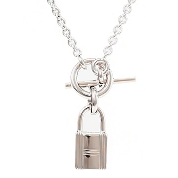 HERMES 經典LOGO鎖頭造型吊飾銀飾項鍊