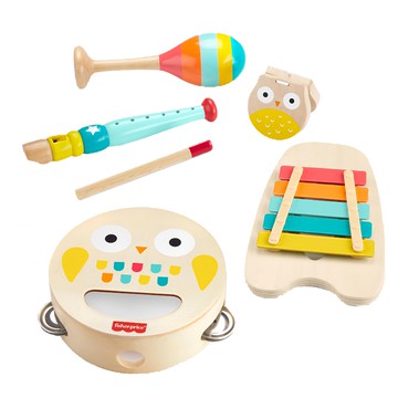 Fisher-Price 費雪 木製5合1樂器組 2歲以上兒童適用  多色  樂器組 多色  21cm x 11.5cm  1組