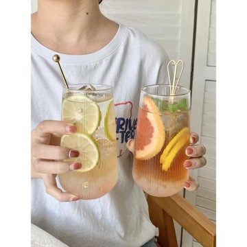 ins風水果茶杯冷飲果汁飲品杯家用夏季高顏值玻璃喝水杯子咖啡杯