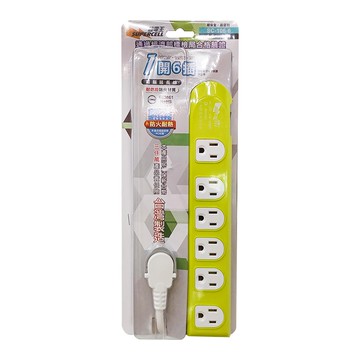 SUPERCELL 超電王 1開6插電腦延長線 防火耐熱材質  1.8m  SC-106-6 顏色隨機  1條