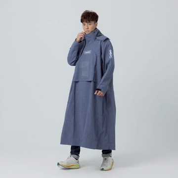 OUTPERFORM ACE半斜開雙拉鍊防水透氣連身式雨衣 深藍 透氣 防水 連身雨衣 一件式 雨衣