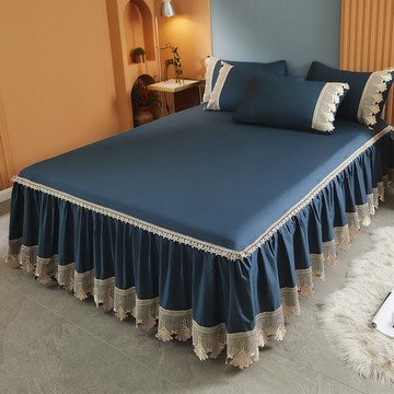 高檔蕾絲花邊公主風床裙四件套長絨棉家用刺繡春夏季全棉床上用品