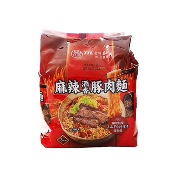 台灣菸酒~麻辣酒香豚肉麵(200gx3包／袋裝)