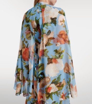 Erdem Caped floral silk voile gown