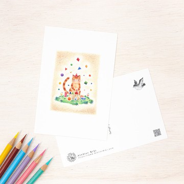 5張組。如同繪本般的明信片：「小貓托托的玩耍時光」 PC-140