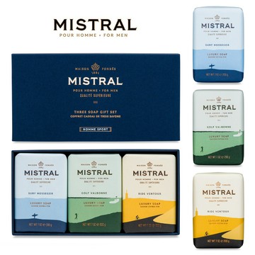 美國 Mistral 奢華系列香水皂（香水肥皂香氛皂沐浴皂 沐浴香皂禮盒 男士男性男生古龍水古龍皂香皂組 男沐浴乳沐浴露