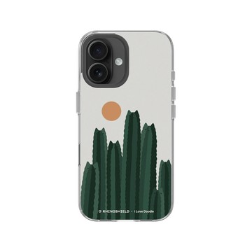 iPhone 16 Clear Case（相機按鈕） 透明 - ilovedoodle (Lim Heng Swee) - Cat and Plant - 貓咪仙人掌