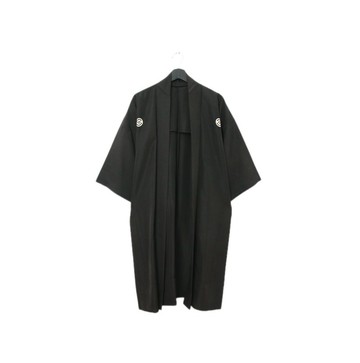 Back to Green-日本薄款羽織 深黑 家徽 tf-61/vintage kimono