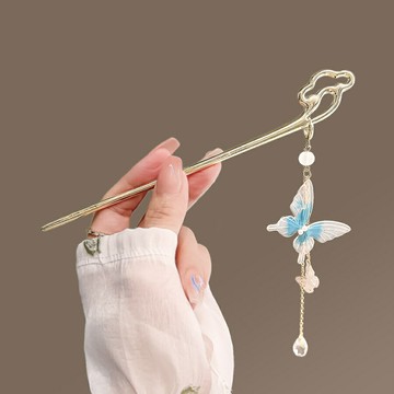 蝴蝶流蘇步搖發簪女古風氣質祥云簪子仙女夏季高級感發釵漢服配飾 z803