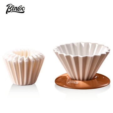 BINCOO 陶瓷咖啡濾杯 帶玻璃分享壺 摺紙滴式濾杯 玻璃咖啡壺套裝