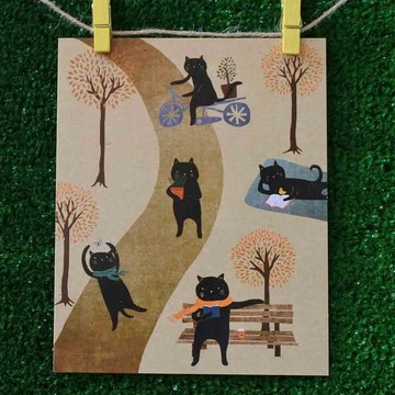 3貓小舖貓咪插畫明信片(畫家:貓小姐) – 黑貓公園