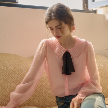 Brielle 圓領領結修身襯衫