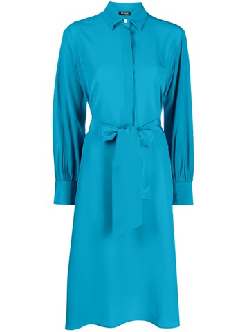 Kiton - pussy-bow silk midi dress - women - Silk - 40 - Blue