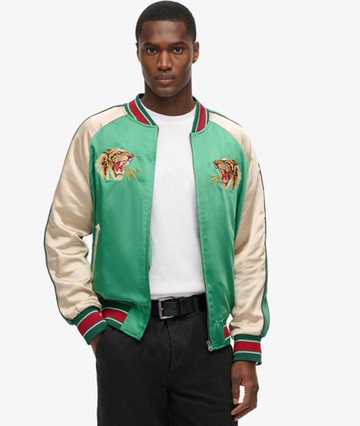 Superdry Men's Men's Sukajan Embroidered Bomber Jacket Green / Bowling Green - Size: L
