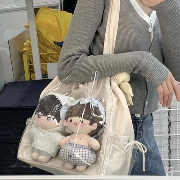 👜 化妝收納包 👜日韩小睡袋设计可爱娃娃包单肩包透明痛包吧唧休闲学生百搭日常