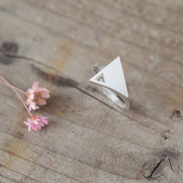 雙三角戒指銀925