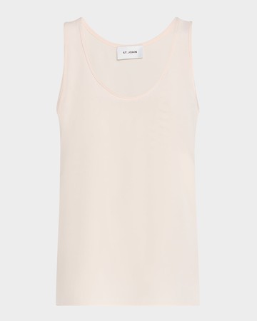 Scoop-Neck Silk Crepe De Chine Tank Top
