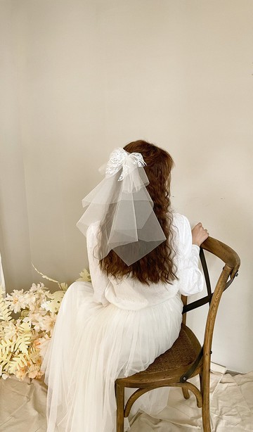 Miller 飾品頭紗品牌-蝴蝶結蕾絲頭紗/髮飾