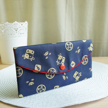 Lovely【招財進寶牛年紅包袋、藍】存摺套、現金收納袋