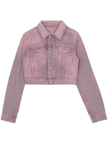 MM6 Maison Margiela - cropped denim jacket - women - Cotton - 40 - Purple