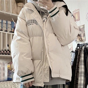 羽絨外套棉服保暖字母立領面包服棉衣女學生韓版寬松加厚棉襖冬季新款【聚宝屋】