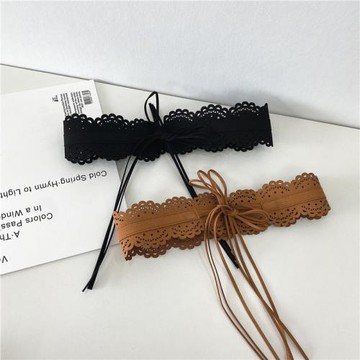 ins風女士腰鐵環寬腰帶縷空系統塑身時尚外穿配飾襯衫裙裝飾皮帶