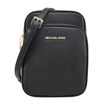 MICHAEL KORS JET SET荔枝紋前口袋直式斜背包-中-黑