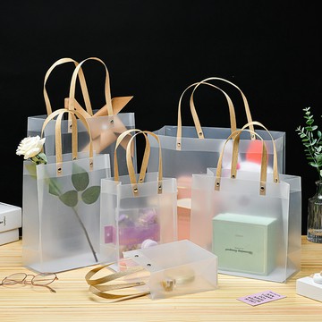 透明PVC提袋 加厚手提袋 禮品袋 聖誕節 送禮包裝袋 磨砂收納袋 過節送禮手提袋 新年伴手禮袋 伴手禮包裝