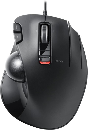 ELECOM M-XT3URBK 有線軌跡球滑鼠 USB-A 拇指操作型 6鍵 傾斜滾輪 黑色