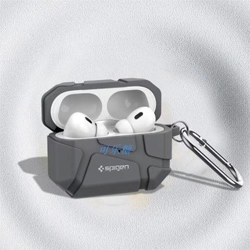 Spigen適用蘋果AirPods 4 Airpods Pro 2掛鉤套隕石紋保護殼Airpods 3藍牙無線耳機充電盒子防摔戰甲硅膠外殼