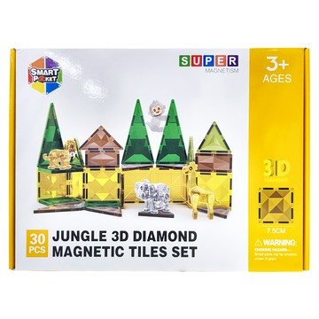 kidmate 孩子王 3D鑽面森林動物磁力片 30p 3歲以上  1盒  黃色 + 綠色