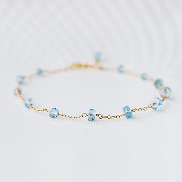 深藍海藍寶石鈕扣切割手鍊 Sharon