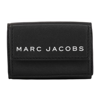 MARC JACOBS- 白標字母logo防刮三折mini 小短夾（黑）_廠商直送