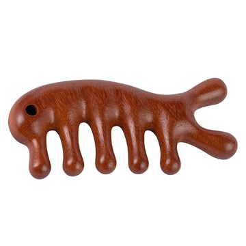 咪咪購物 魚型檀木按摩梳3件組 經絡梳 頭皮舒壓按摩 眼部鼻子按摩  1組  檀木