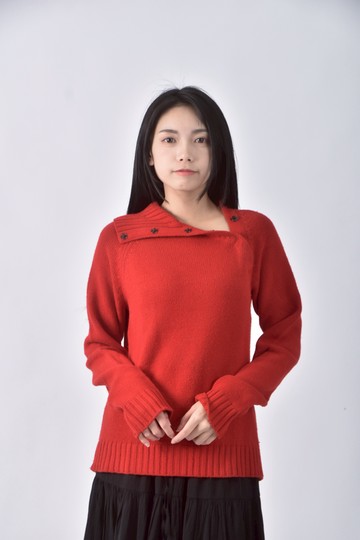 (S) laundry斜扣領紅色毛衣