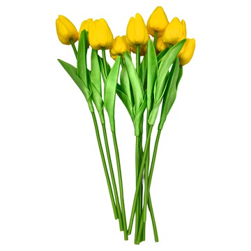仿真鬱金香單枝 Set 10 PU材質含鐵絲 總高34cm  黃色  1包