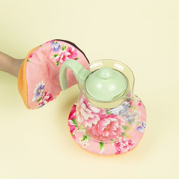 【不要叫我客家花布】圓形兩用隔熱墊/隔熱手套/印花設計禮物